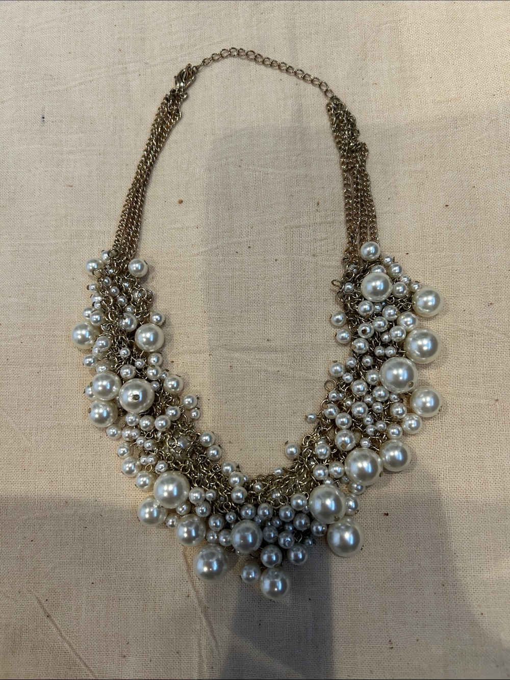 Gold-Tone Multi-Pearl Cluster Necklace